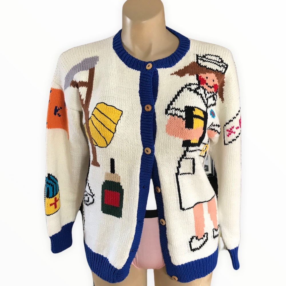 Cotton Salsa Sweaters LARGE Nurses Cardigan Sweater